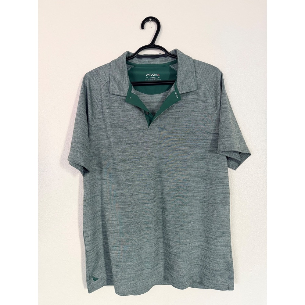 UNTUCKit Mens Large Green Space Dye Performance Polo Shirt Short Sleeve Stretch